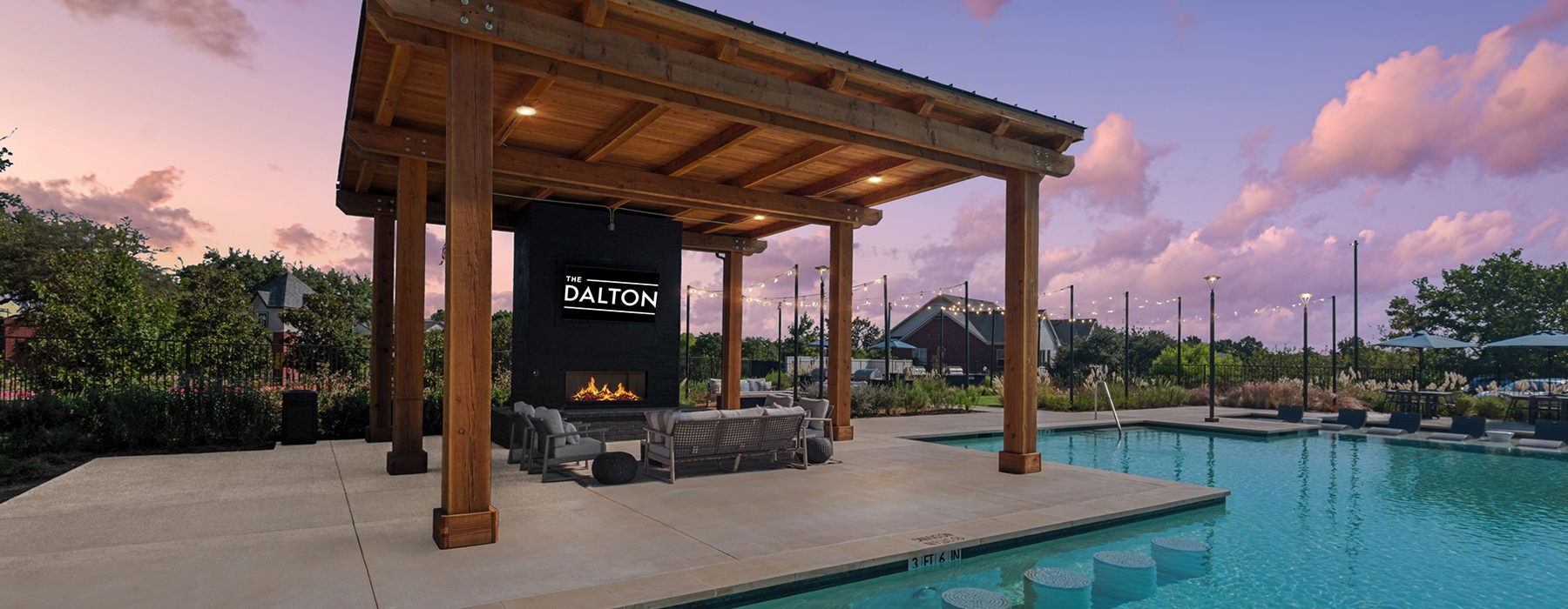 wood cabana by a pool